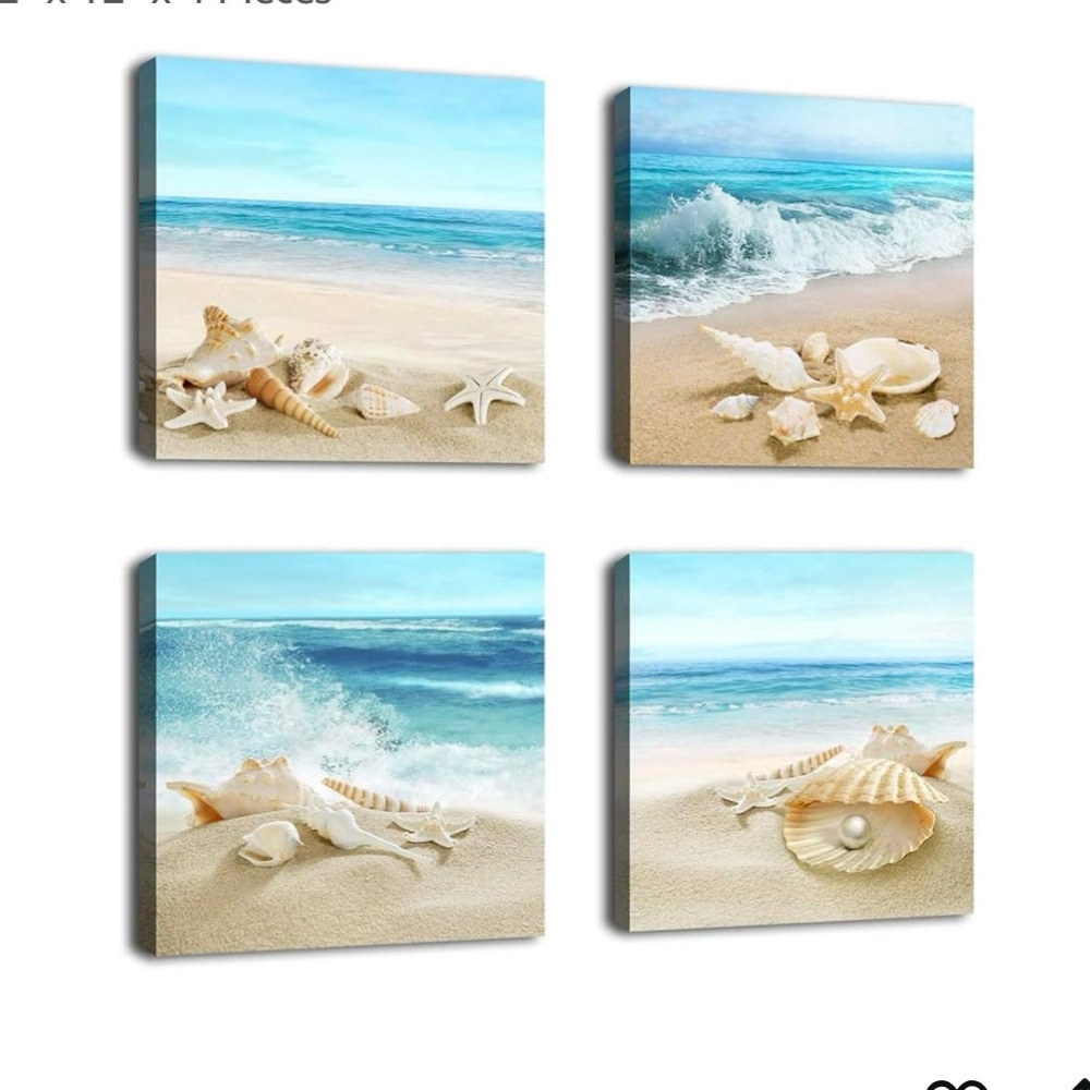 Beach Seashell Canvas Wall Art Set
